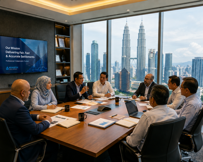 Pristine Adjusters leadership team in a corporate setting